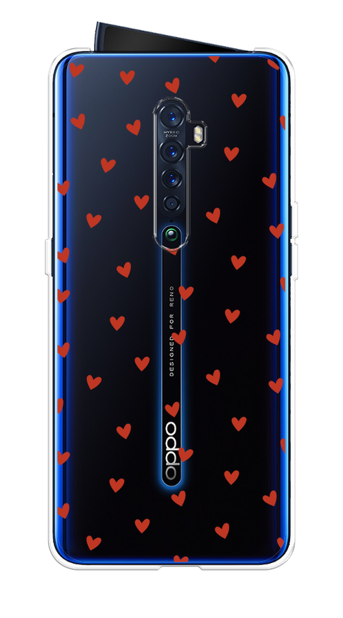 

Чехол на Oppo Reno 2 "Red hearts", Красный;прозрачный, 253550-1