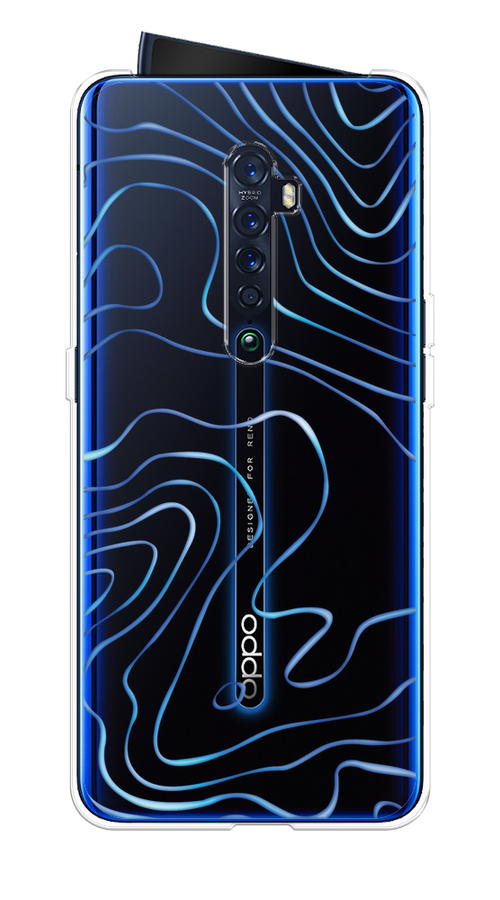 

Чехол на Oppo Reno 2 "Blue lines", Прозрачный;синий, 253550-1