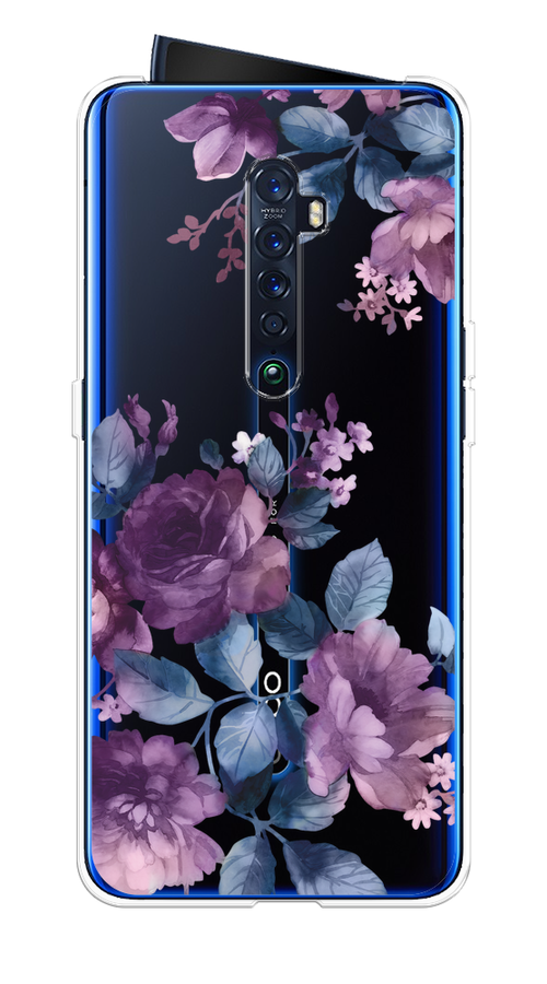 

Чехол на Oppo Reno 2 "Purple Blossoms", Синий;фиолетовый, 253550-1