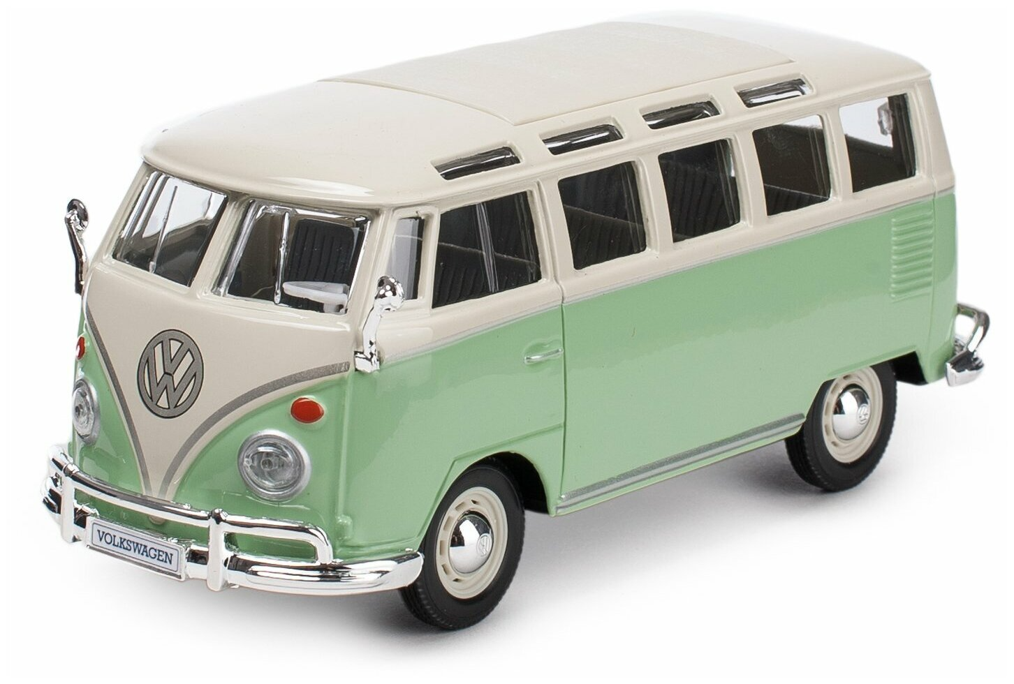 Фургон Maisto Volkswagen Van Samba,1:25 (31956), 16 см, бежевый/зеленый