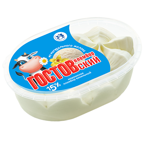 Мороженое ГОСТОВский пломбир, ванильный, 15%, 450 г
