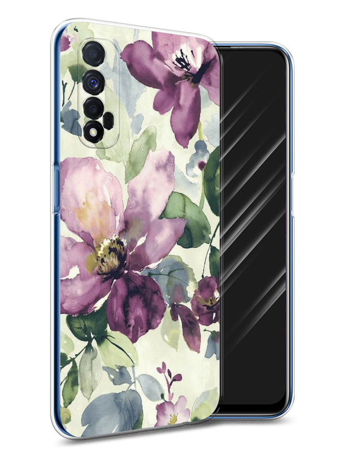 

Чехол Awog на Realme 7 "Сиреневые цветы-акварель", Разноцветный, 254150-10