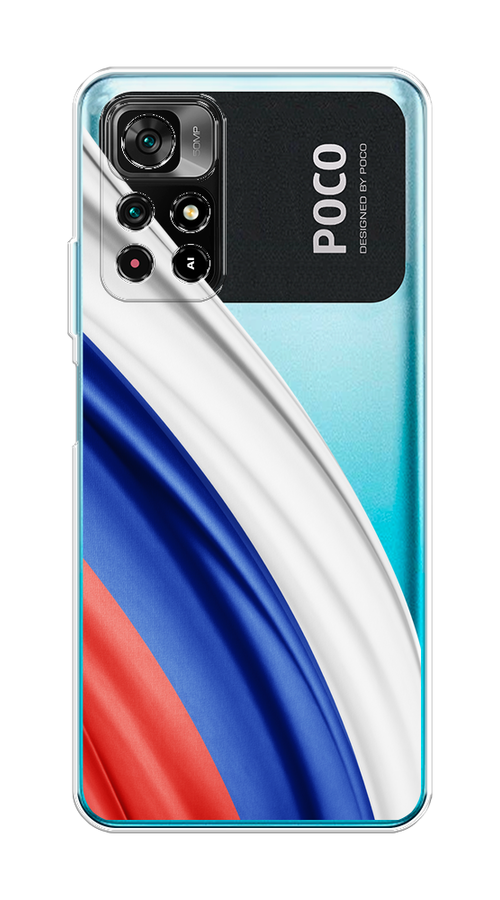 

Чехол на Xiaomi Poco M4 Pro 5G/Redmi Note 11S 5G "Флаг России уголок", Белый;синий;красный;прозрачный, 311850-1