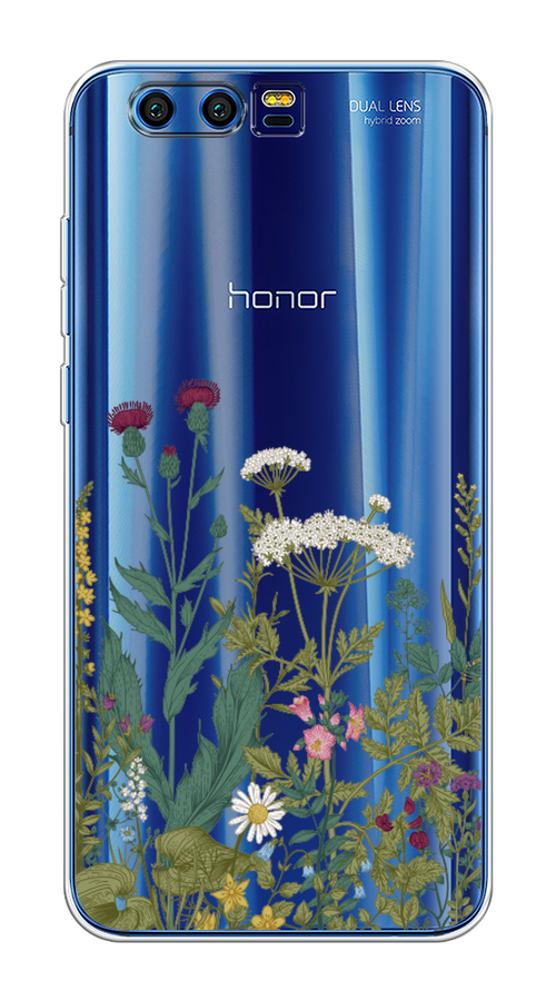 

Чехол на Honor 9 "Дикие полевые цветы", Зеленый;розовый;белый, 62450-2