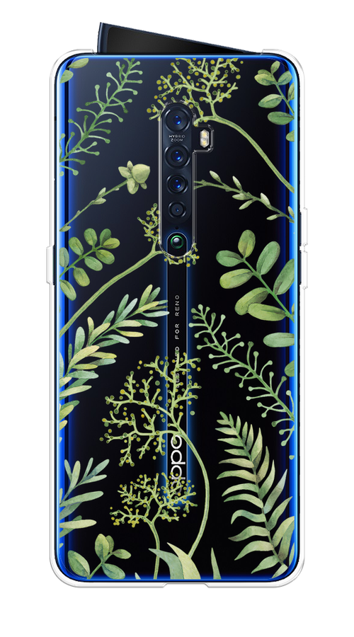 

Чехол на Oppo Reno 2 "Green Leaves", Зеленый;прозрачный, 253550-1
