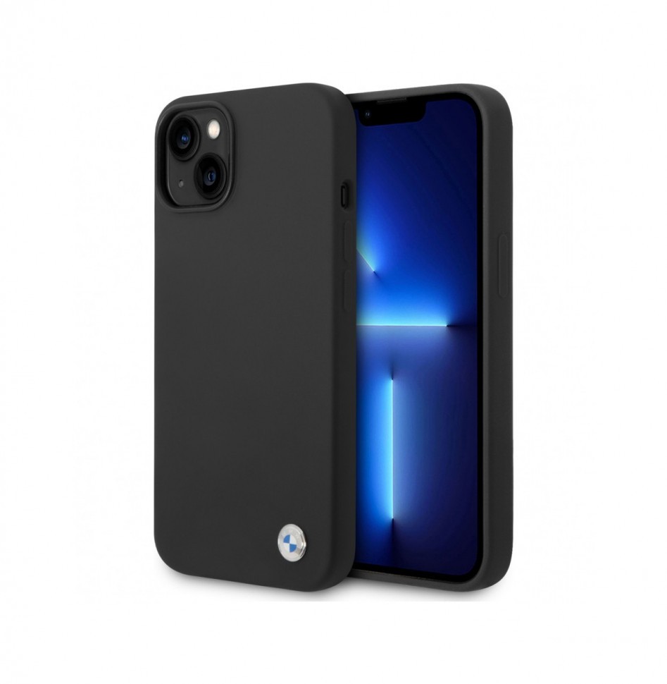 Чехол BMW Signature Liquid silicone Metal logo (MagSafe) для iPhone 14 Plus, Черный