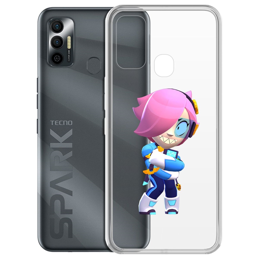 

Чехол-накладка Brawl Stars-Колетт Навигатор для Tecno Spark 7, Прозрачный