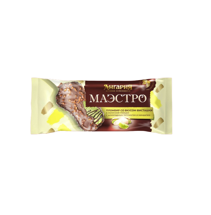 

Мороженое сливочное «Ангария» Маэстро в молочной глазури с фисташкой, 80 г