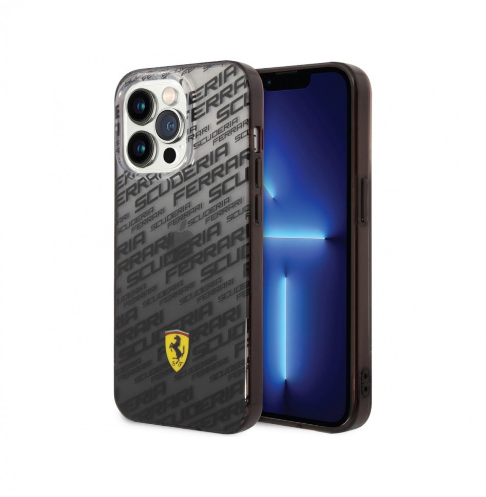 Чехол Ferrari для iPhone 14 Pro Max Scuderia Hard Черный градиент PC/TPU Allover Scuderia Hard черный