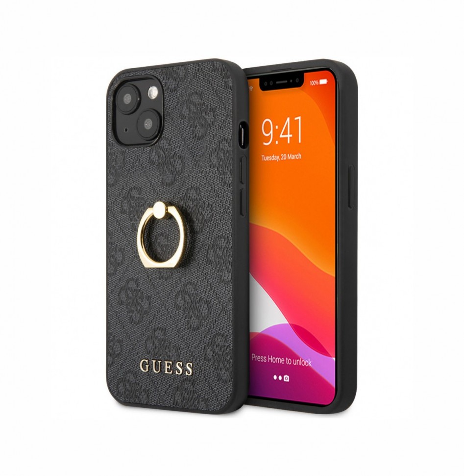 

Чехол CG Mobile Guess PU 4G + Ring Hard для iPhone 14, Серый (GUHCP14S4GMRGR), PU 4G + Ring Hard