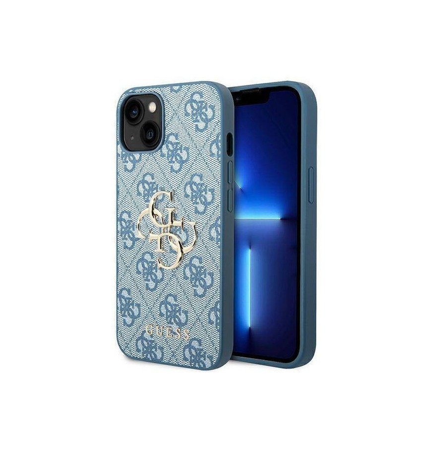 Чехол Guess PU 4G Big metal logo Hard для iPhone 14, Синий синий