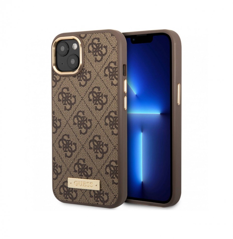 

Чехол CG Mobile Guess PU 4G Plate metal logo Hard (MagSafe) для iPhone 14, Коричневый, PU 4G Plate metal logo Hard (MagSafe)
