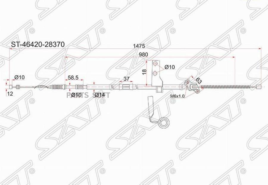 SAT Трос ручника TY Lite/TownAce CR36/37/38, 92-96, -RH