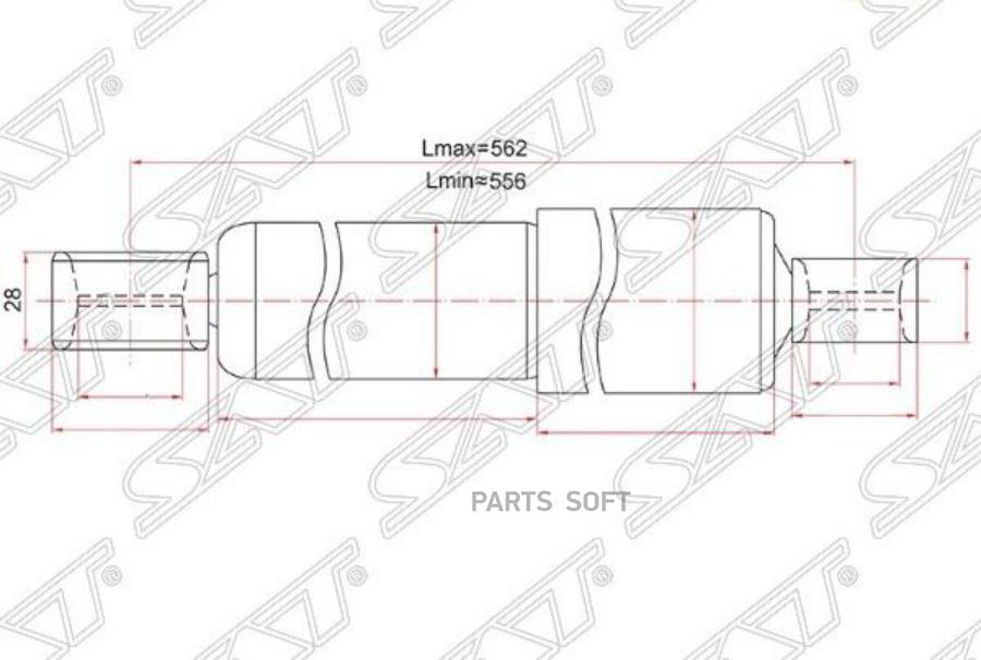 

SAT Амортизатор задний TOYOTA HIACE/REGIUSACE 89- RH=LH