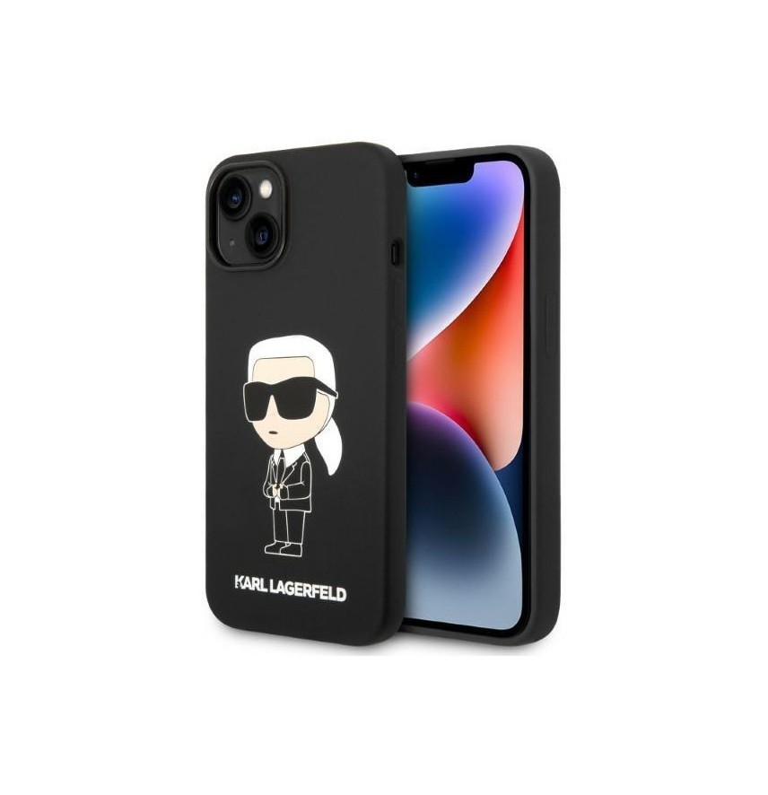 ЧехолKarl Lagerfeld Liquid silicone NFT Karl Ikonik Hard для iPhone 14, Черный