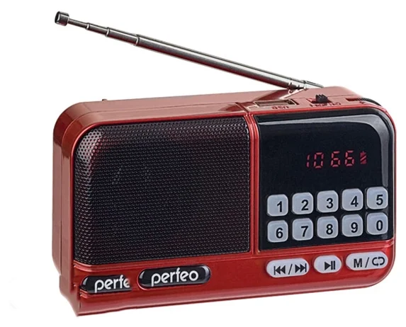 

Радиоприемник Perfeo Aspen красный FM/MP3/питание USB или акб 18650