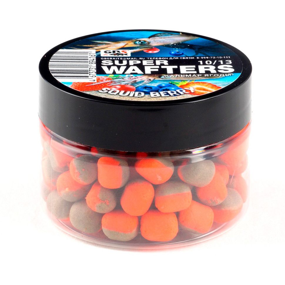 

Вафтерсы GBS BaITS Super Wafters 10x13 мм 67 гр Squidberry Кальмар Ягоды, Super Wafters 10x13 мм