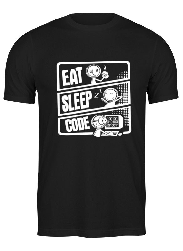 

Футболка мужская Printio Eat, sleep, code черная L, Черный, Eat, sleep, code