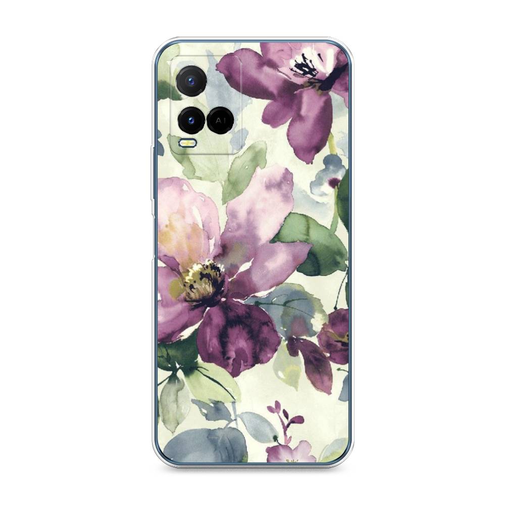 

Чехол Awog на Vivo Y21 "Сиреневые цветы-акварель", Разноцветный, 265050-10