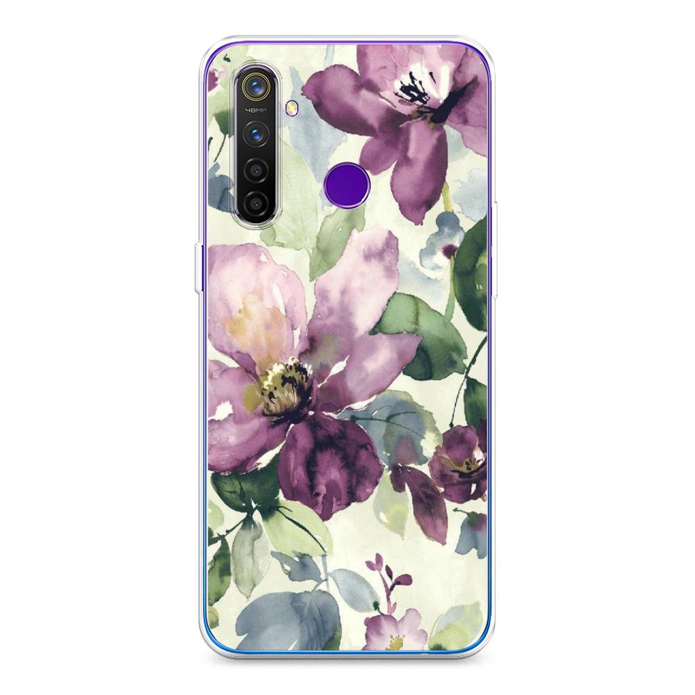 

Чехол Awog на Realme 5 Pro "Сиреневые цветы-акварель", Разноцветный, 251650-10