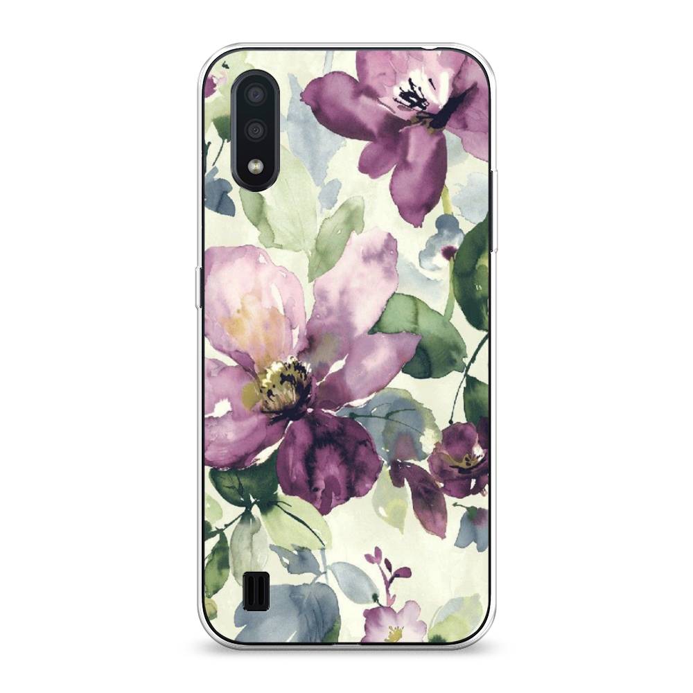 

Чехол Awog на Samsung Galaxy A01 "Сиреневые цветы-акварель", Разноцветный, 29550-10