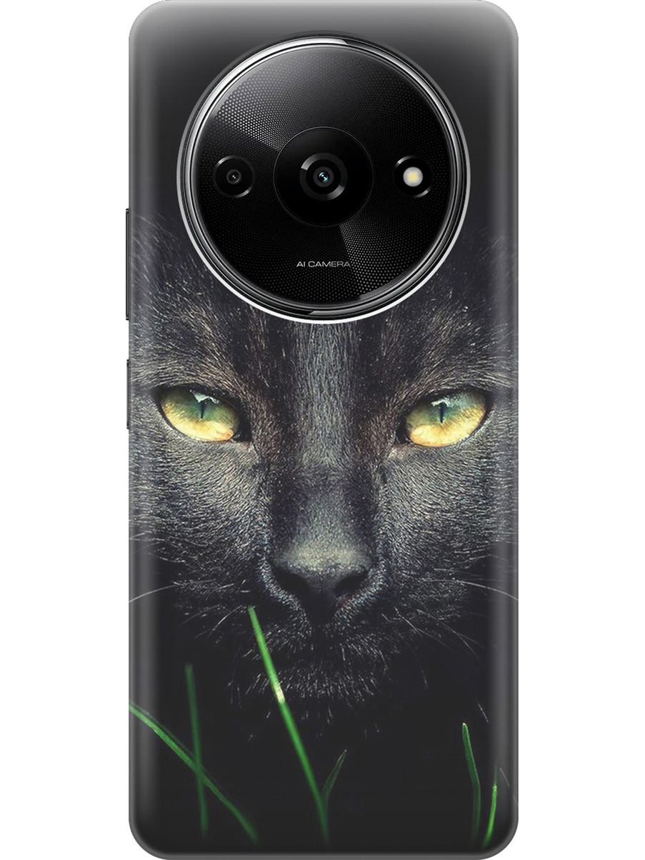 

Силиконовый чехол на Xiaomi Redmi A3 с рисунком "Кошка в темноте", Черный, 20012118