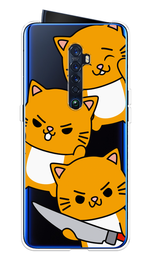 

Чехол на Oppo Reno 2 "Опасные котики", Оранжевый;серый;белый, 253550-1