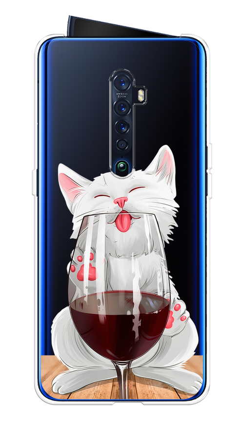 

Чехол на Oppo Reno 2 "Кот с бокалом", Прозрачный;белый;красный, 253550-1