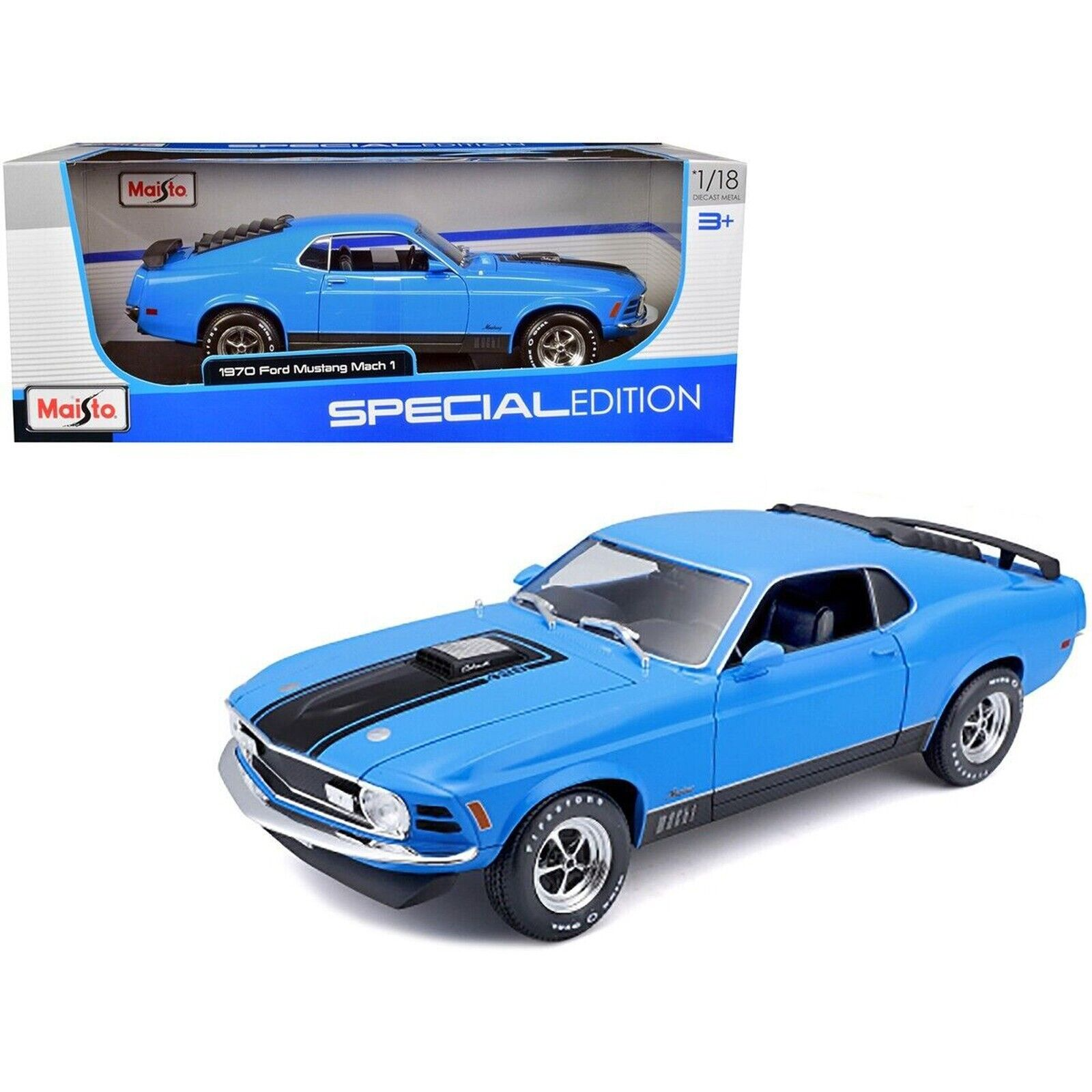 Машинка MAISTO Ford Mustang Mach 1 1970 Голубой, 1/18, 31453 машина maisto ford mustang gta fastback 1967 1 18 зеленый 31166