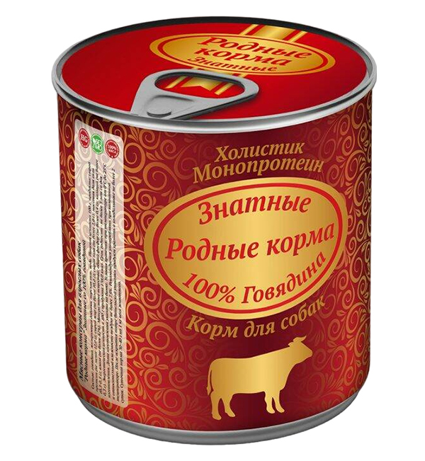

Консервы для собак Родные корма Знатные говядина, 340 г