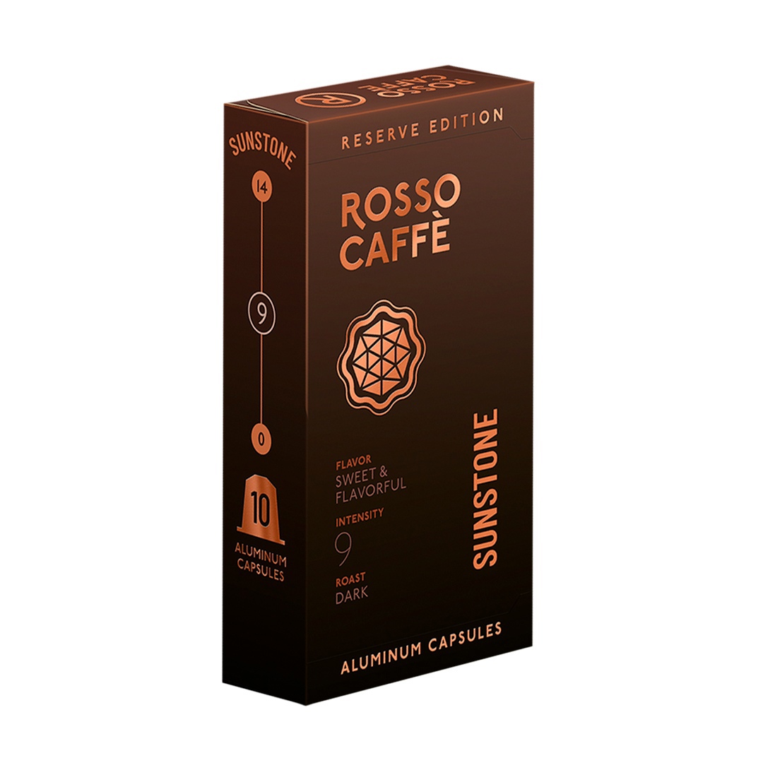 

Кофе в капсулах Rosso Caffe Reserve Sunstone для кофемашины Nespresso, 10 капсул