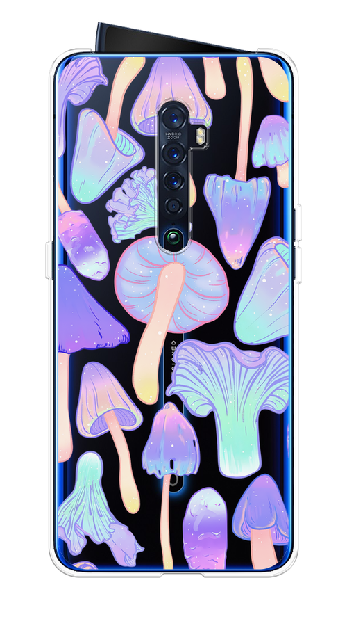

Чехол на Oppo Reno 2 "Пастельные грибы", Фиолетовый;голубой, 253550-1