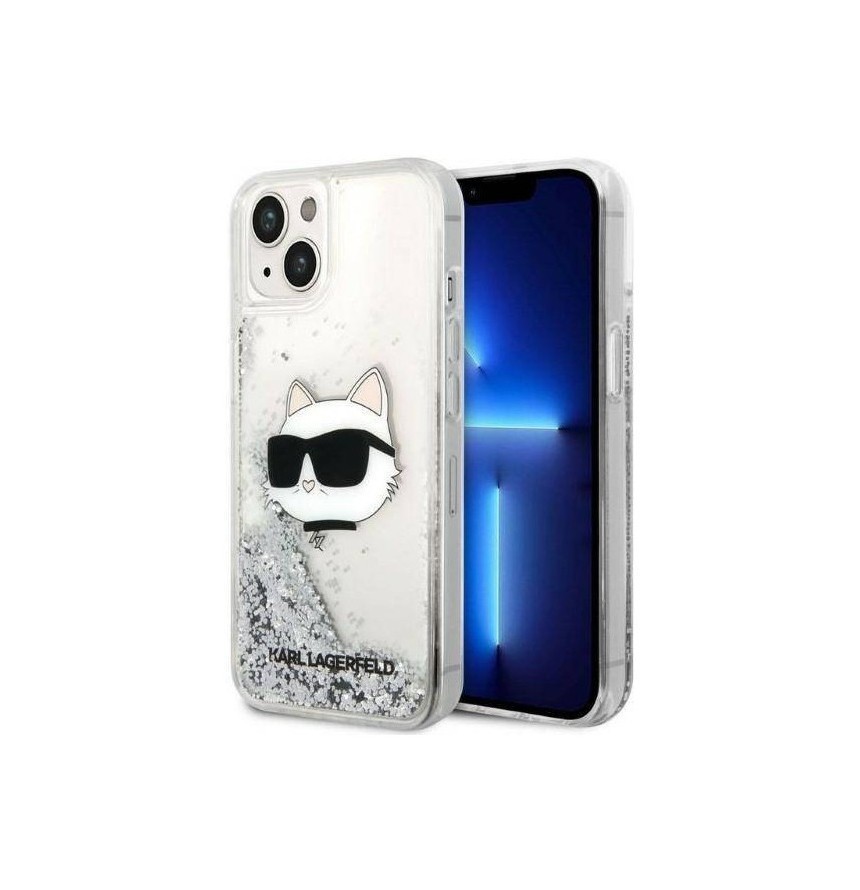 

Чехол Karl Lagerfeld Liquid glitter NFT Choupette head iPhone 14 Plus, Серебристый, Liquid glitter NFT Choupette head Hard