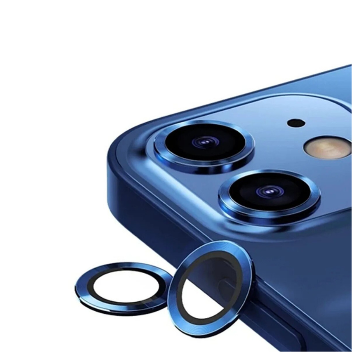 

Защитное стекло камеры iPhone 11/12/12 Mini блестящие (синий)