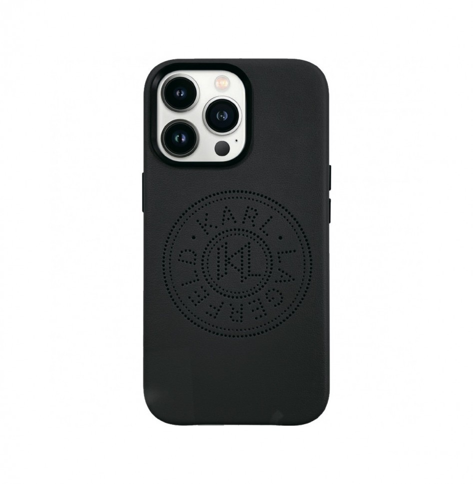 Чехол Karl Lagerfeld PU Perforated round logo and metal buttons iPhone 14 Pro, Черный