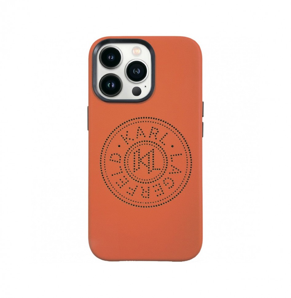 фото Чехол lagerfeld pu perforated round logo and metal buttons iphone 14 pro max, оранжевый cg mobile