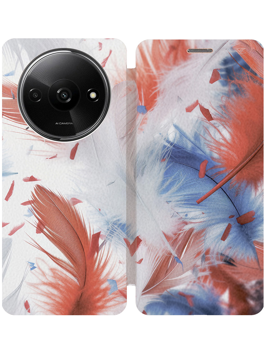 

Чехол-книжка на Xiaomi Redmi A3 / Poco C61 с принтом "Перья" золотой, Золотистый;белый;красный;синий, 780484051