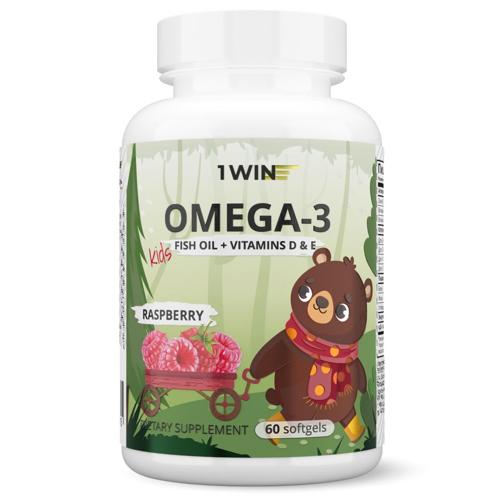 Omega-3 Kids + Vitamins D  E 1WIN  Детская Омега-3 с Витаминами Д и Е капсулы