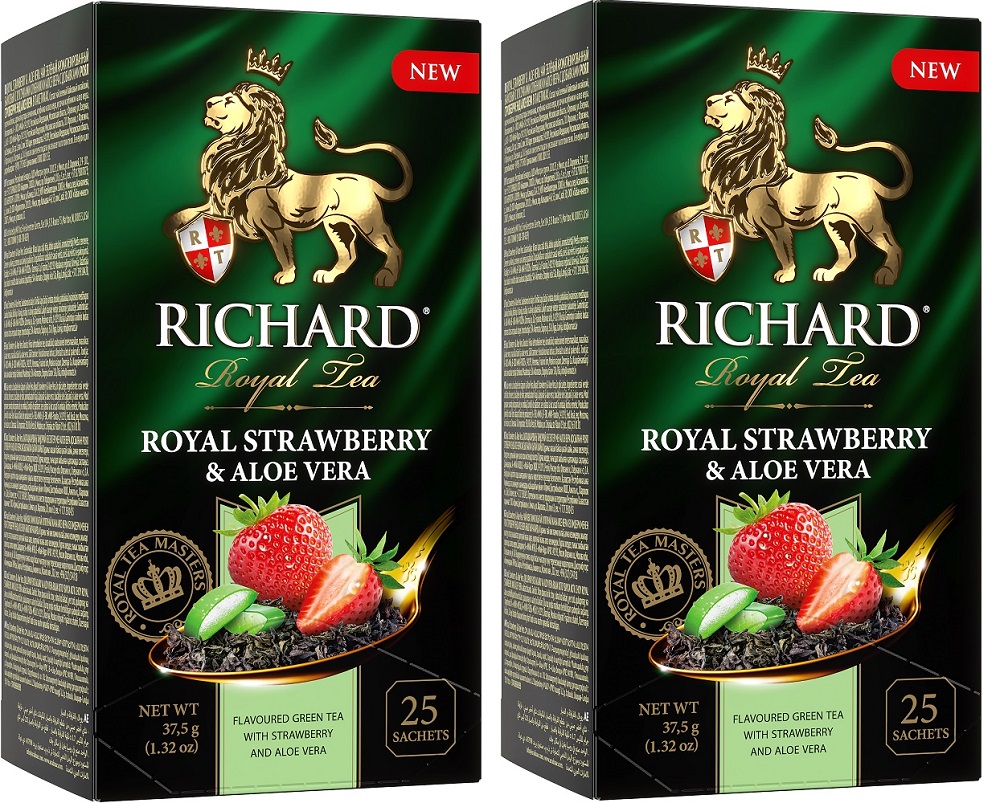 

Чай зеленый Richard Royal Strawberry&Aloe Vera, 2 уп х 25 пакетиков