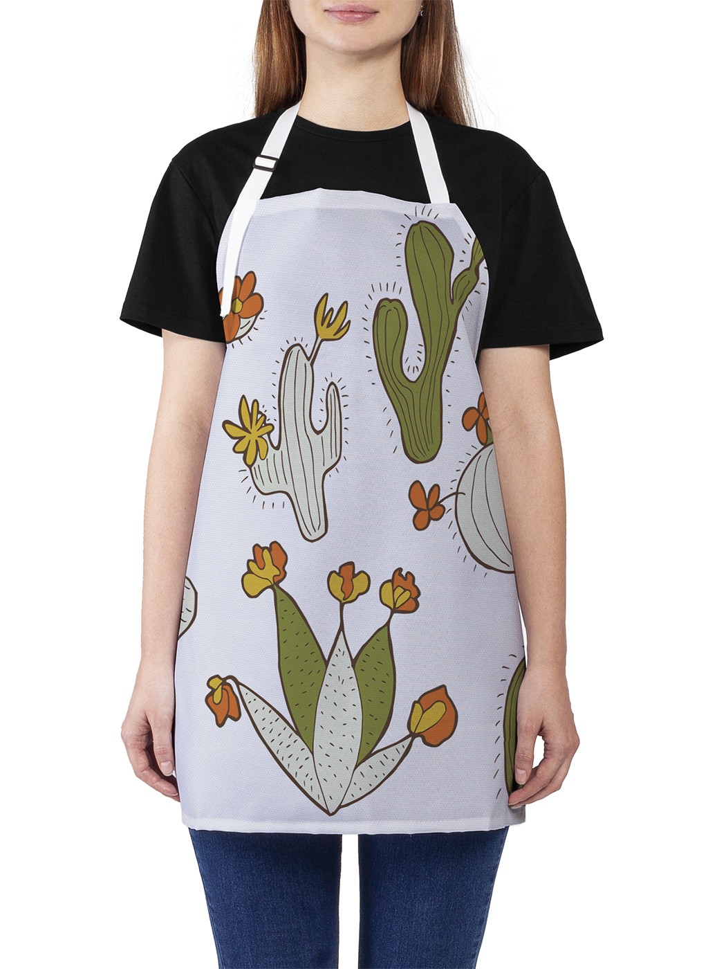 

Фартук женский JoyArty для готовки "Милый фон с кактусами", универсальный размер