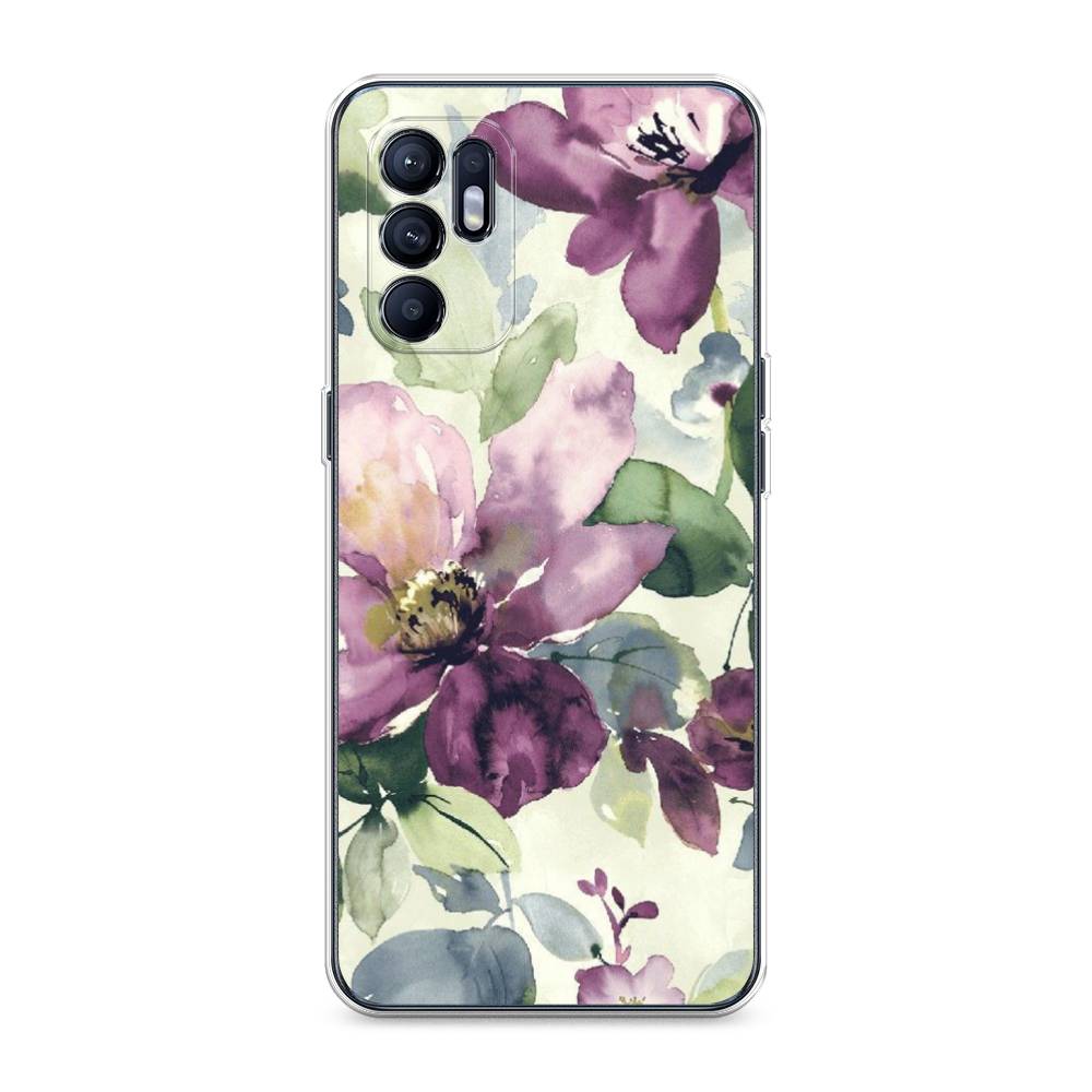 

Чехол Awog на Oppo Reno 6 "Сиреневые цветы-акварель", Разноцветный, 257850-10