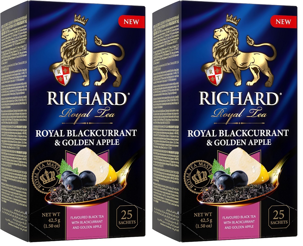 

Чай черный Richard Royal Blackcurrant&Golden Apple, 2 уп х 25 пакетиков