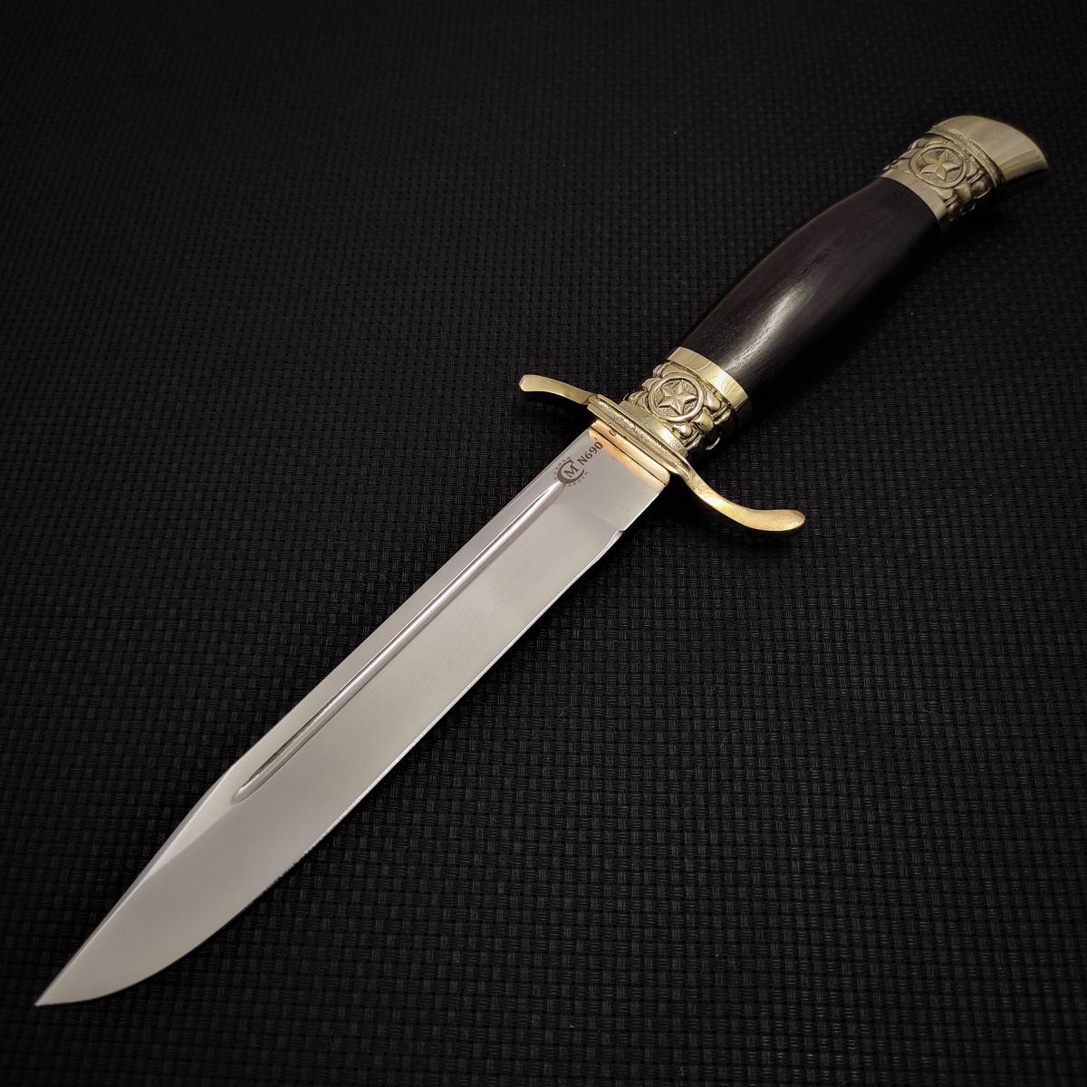 Туристический охотничий нож Разведчик Ворсма, сталь N690, граб, мельхиор, ручная работа