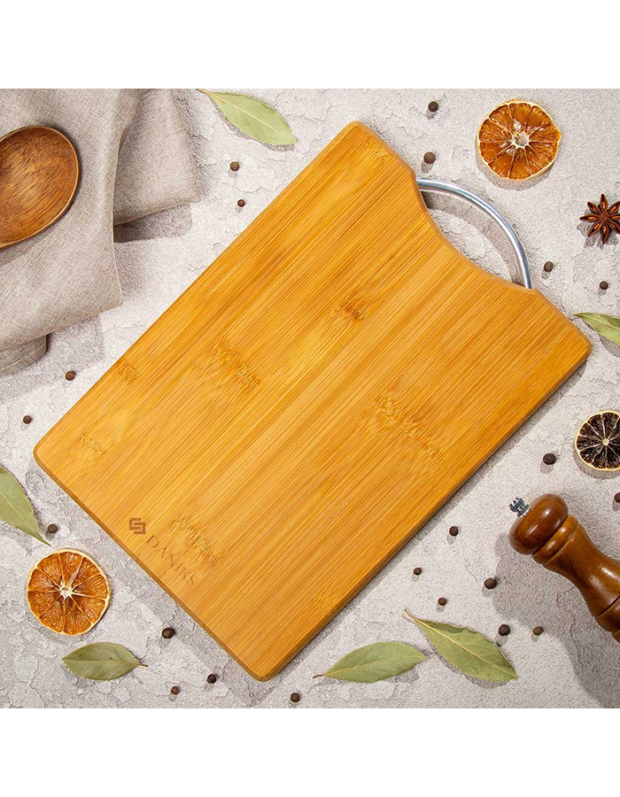 

Доска разделочная с ручкой Daniks, бамбуковая, 34x24 см, 324407]SCT, Коричневый