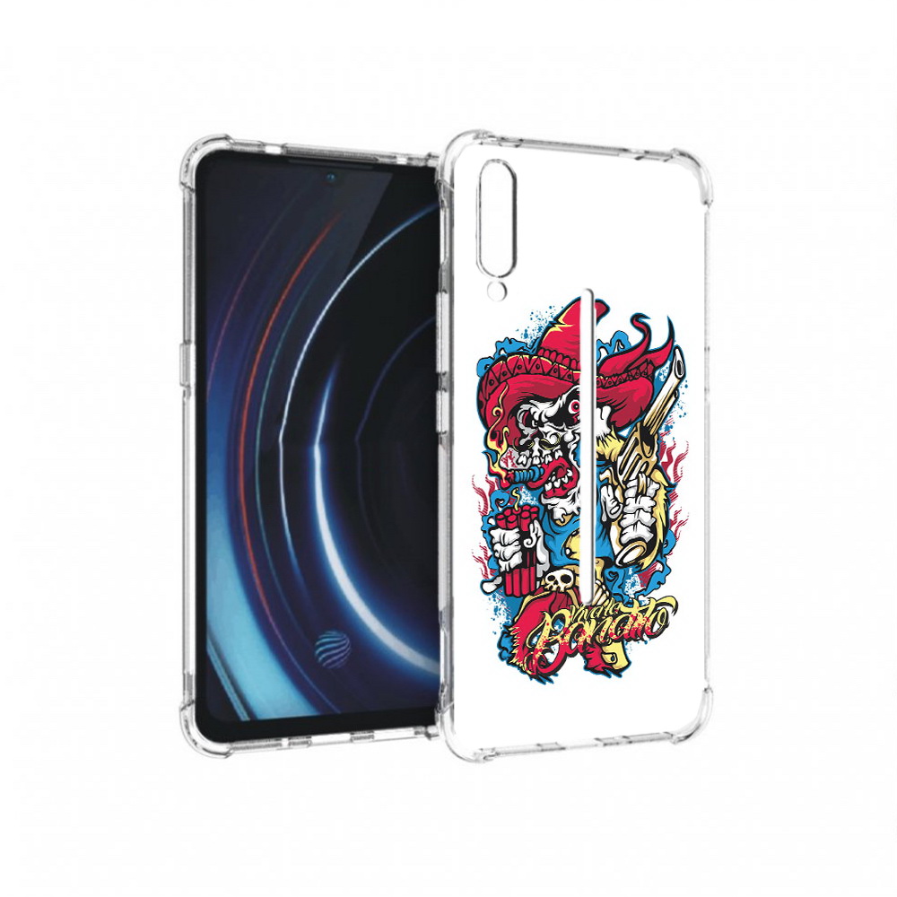 

Чехол MyPads Tocco для Vivo iQOO нарисованный скелет с писталетом (PT226955.389.513), Прозрачный, Tocco