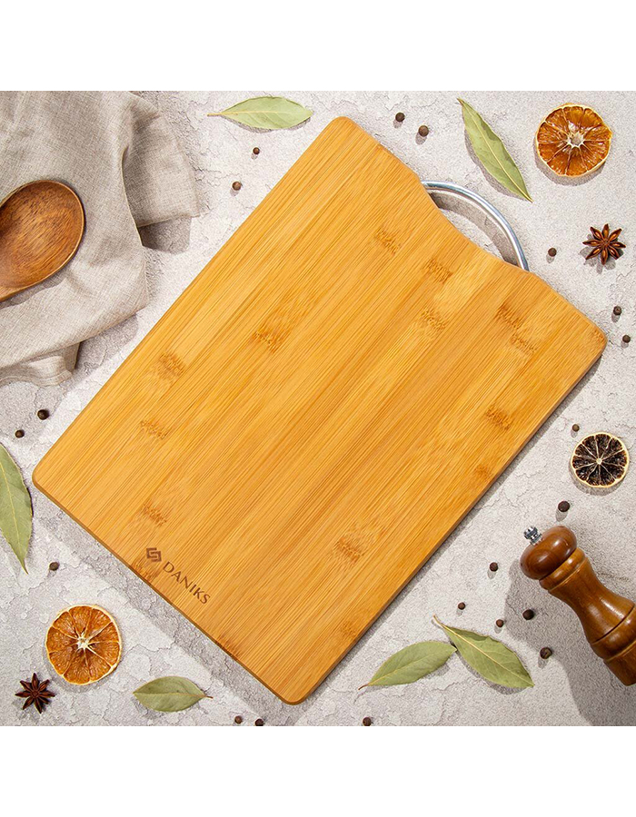 

Доска разделочная с ручкой Daniks, бамбуковая, 38x28 см, 324408]SCT, Коричневый