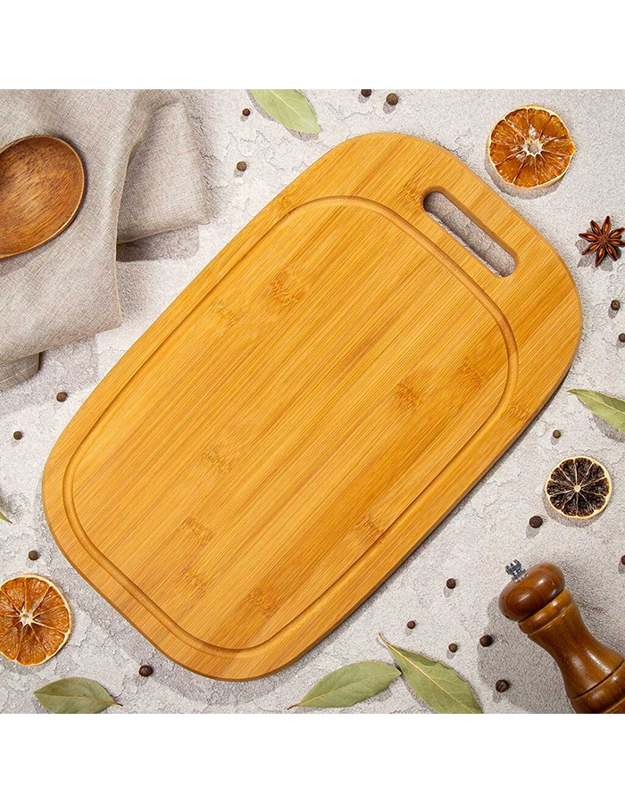 

Доска разделочная с ручкой Daniks, бамбуковая, 39x24 см, 423485]SCT, Коричневый