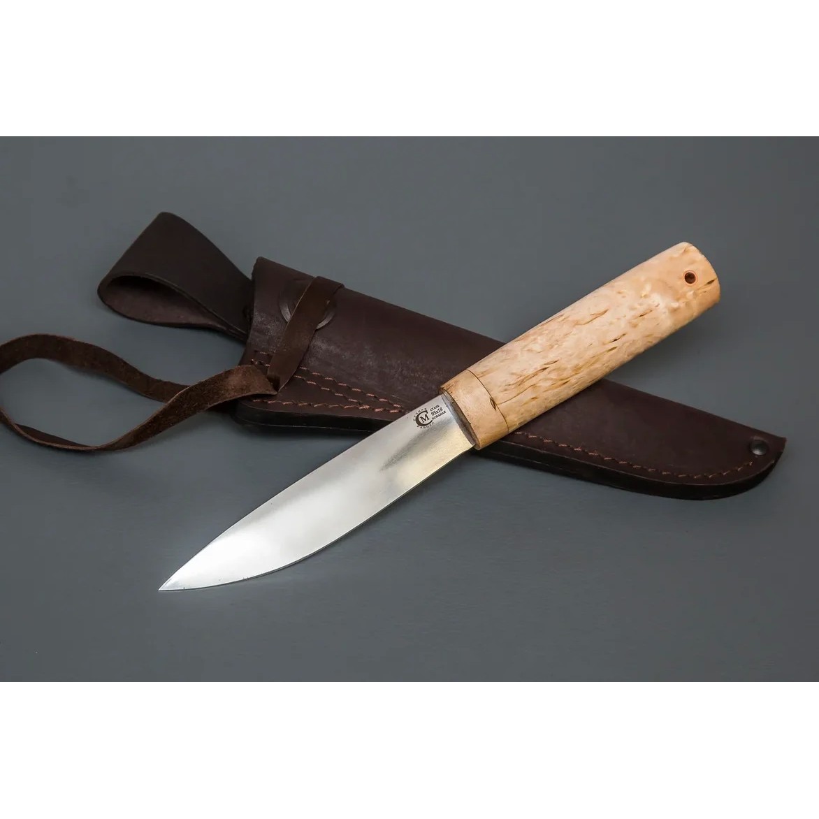 Туристический охотничий нож Якутский средний Ворсма, сталь 95х18, береза, ручная работа