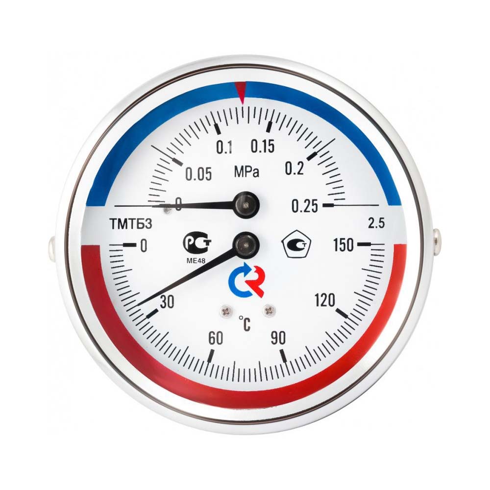 

Термоманометр Росма ТМТБ-3, D-80мм, 0-150С*, 0,6 МПа, G1/2, осевой с клапаном, L=46