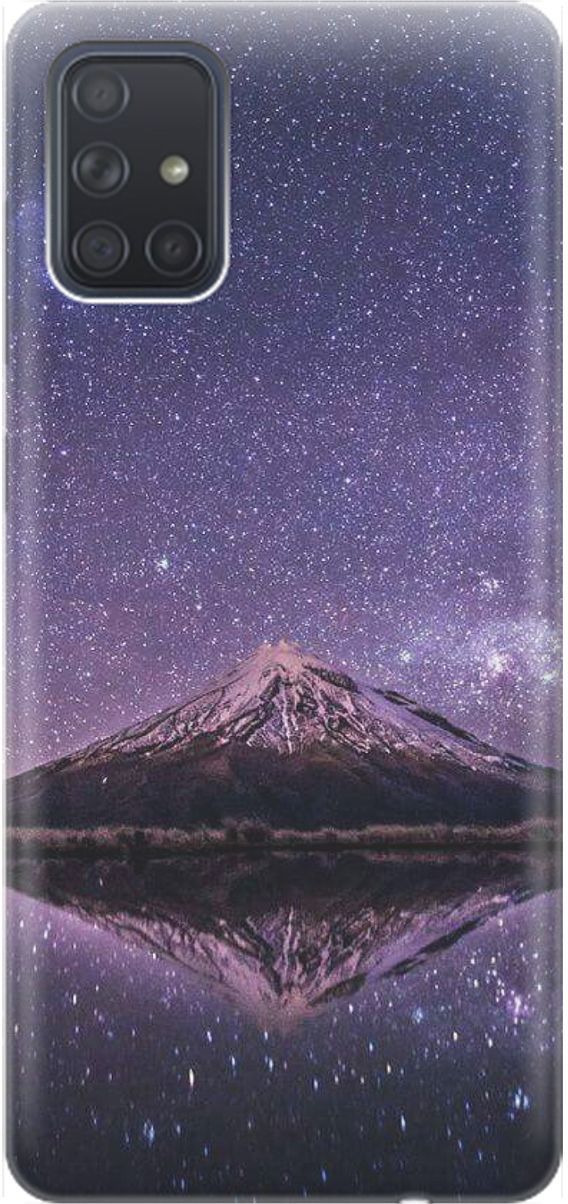 

Силиконовый чехол на Samsung Galaxy A71 с принтом "Гора и звездное небо", Синий;фиолетовый, 1546